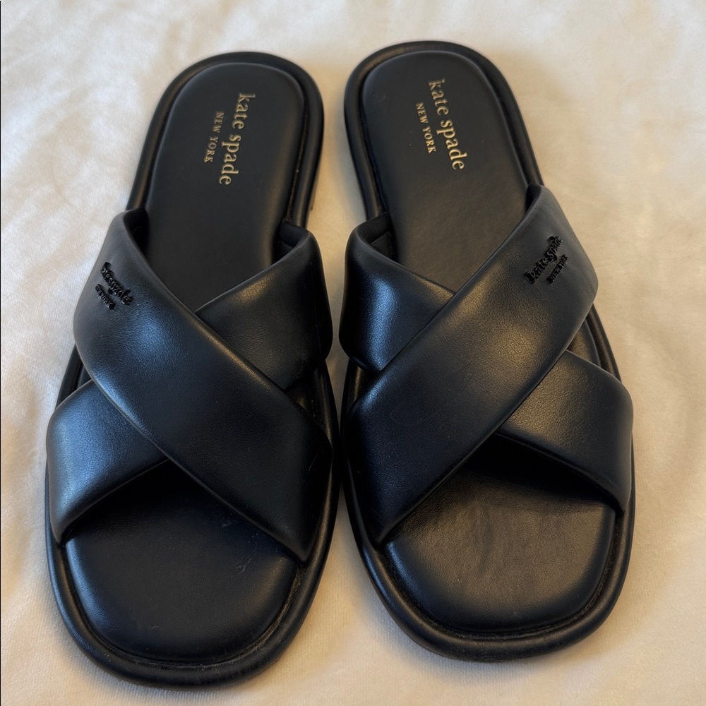 Kate Spade Black Crisscross Strap Rio Slides, sz 10 - Picture 2 of 6